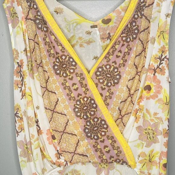 Free People Havana Floral Cropped Tank Top Faux Wrap Small Womens - Picture 3 of 6